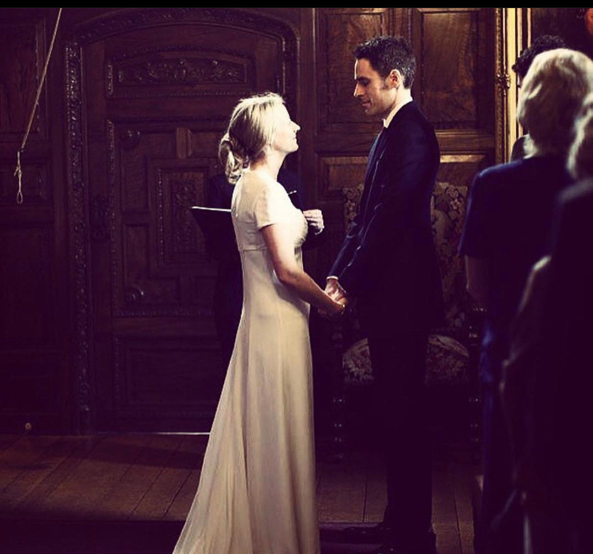 The bride and groom exchanging vows at Lady Tania Astor's wedding 