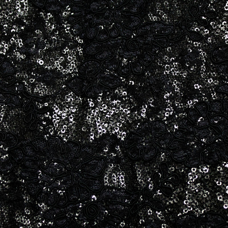 Lace and gun metal sequins detail.